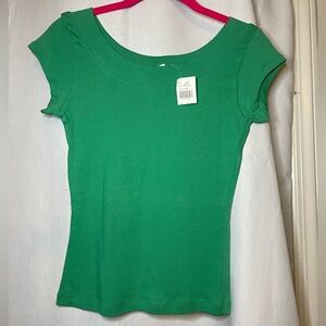 NWT Apollo Vibrant Green Off the Shoulder Cropped Top Size L